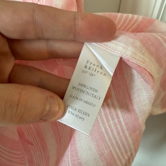 Frank and Eileen Eileen Button Up Blouse Size Medium Color Pink White - Picture 4 of 5